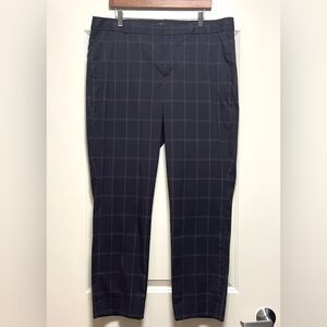 EUC Banana Republic Ryan Straight Leg Pants Charcoal & Pink Windowpane Plaid 16